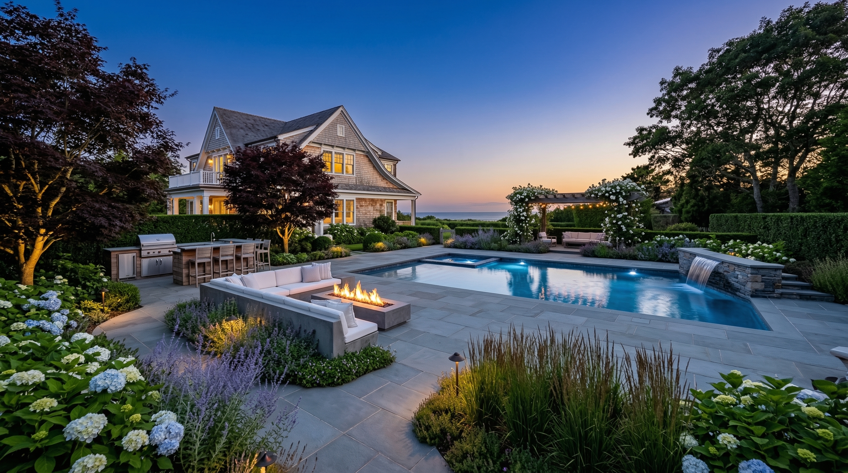 Stunning eye-level view of a newly completed landscape terrace